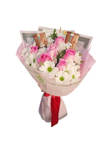 Ramo de 6 rosas con dos chocolates