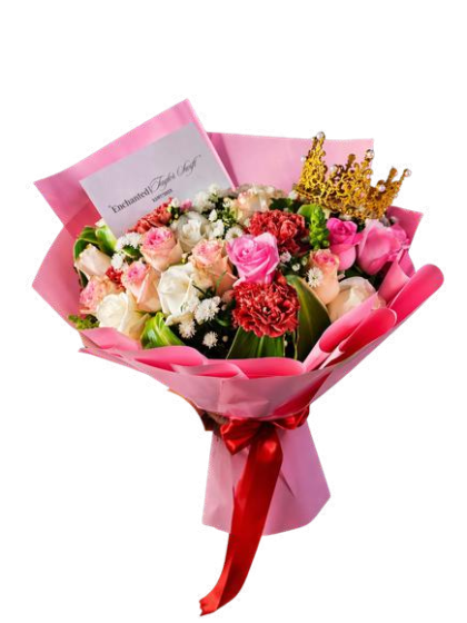Ramo mixto de 60 flores con corona