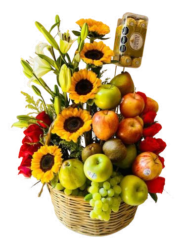 Canasta floral-frutal con Ferrero Rocher