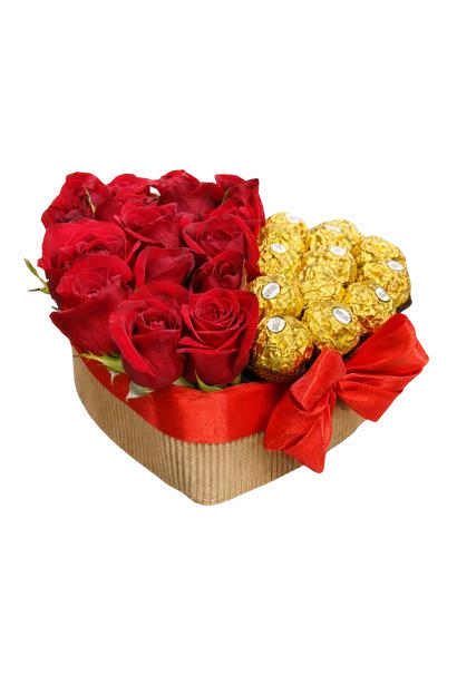 Box de rosas con Ferrero Rocher pequeño